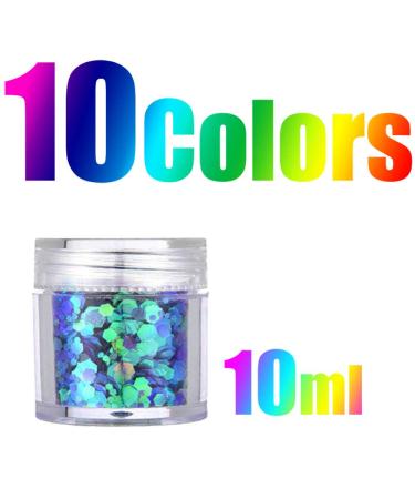Onwon Chunky Glitter Makeup Set - 10 Colorful Boxes of Cosmetic Glitter Flakes for Eyes Nails Body Face & Hair - Iridescent Sparkles & Sequins for Slime & Crafts - Buy Online on GoSupps.com