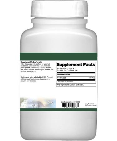 Wormwood Herb (Artemisia Absinthium) - 450 mg (100 Capsules ZIN: 510990) - 3 Pack - Buy Online on GoSupps.com