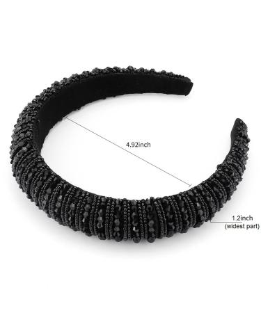 FASOTY Rhinestone Headband - Black Crystal Diamond Bling Hair Hoop for Women - Padded Beaded Jeweled Hairband - Sparkle Accessories for Girls - Buy Online on GoSupps.com
