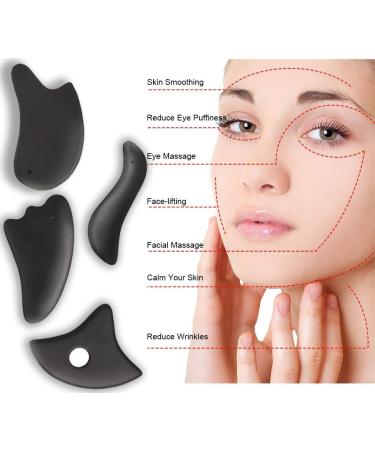 Gua Sha Facial Tools Set of 4 - Premium Bian Stone for Glowing Skin Anti-Aging Massage & Face Lifting Kit for Men & Women - International Shipping Available - Buy Online on GoSupps.com