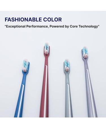 Soft Toothbrushes for Adults - Couples Set in Blue & Red with Heart Texture | includes Tongue Scraper for Complete Oral Care - Buy Online on GoSupps.com