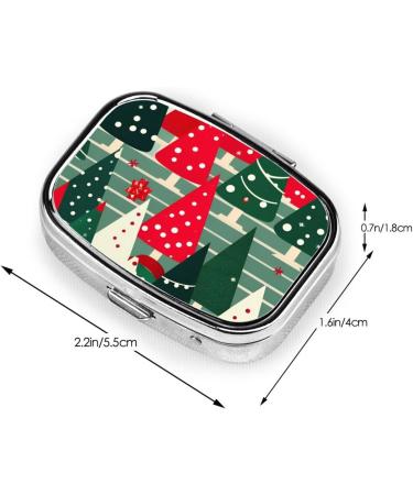 Christmas Trees Print Mini Pill Box - Portable Iron Plating Pill Organizer for Home & Travel - Buy Online on GoSupps.com