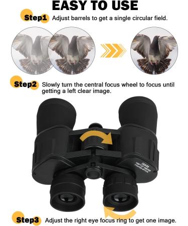 GOANDO 20x50 Binoculars for Adults and Kids High Power Compact Binoculars Large Waterproof Binoculars with Low Light Night Vision for Hunting Bird Watching Travel Sightseeing Outdoor Sports  Black - Buy Online on GoSupps.com