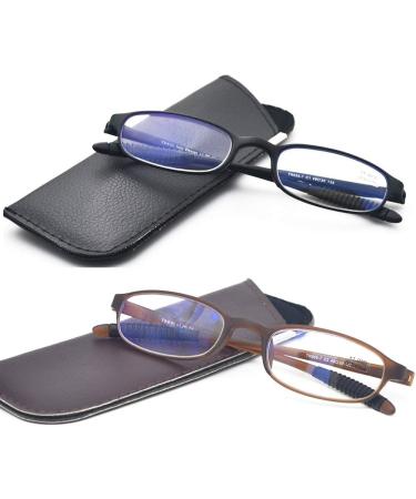 Buy Glare Reduction Blue Light Blocking Reading Glasses - 2 Pack (1 Black & 1 Brown) - Flexible Lightweight Portable - Enhance Your Comfort & Eye Health - Buy Online on GoSupps.com