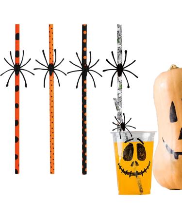 Halloween Straws - Decorative Drinking Paper Straws with Spider Design Halloween Decorative Drinking Straws Halloween Supplies for Kids Pochy 10 Spiders - Buy Online on GoSupps.com