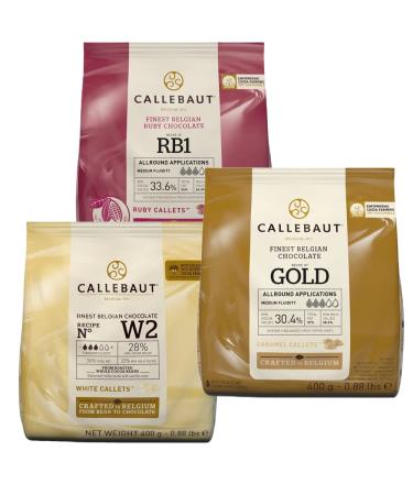 Callebaut Callebaut Chocolate Box 3x400g (Ruby White and Gold) Belgian Chocolate