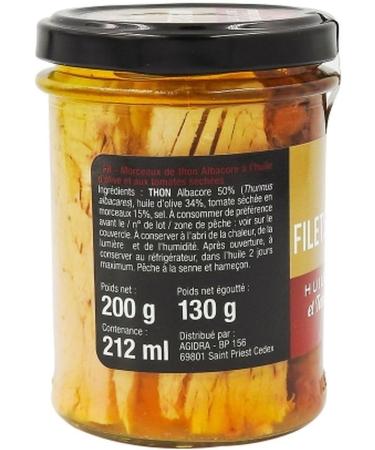 Lot 3x Tuna fillets in olive oil and dried tomatoes - 200g jar - Buy Online on GoSupps.com