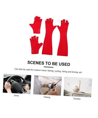 Mikinona 2 Pairs Nail Gloves Fingerless Gloves Prevention Gloves Summer Outdoor Gloves Anti- Gloves Glove Nail Nail Art Protector LED Gloves Nail Glove Polyester Red - Buy Online on GoSupps.com