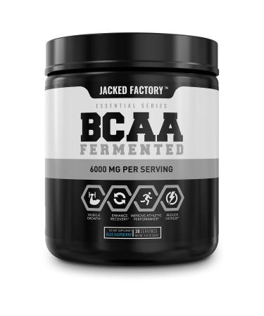 BCAA Powder (Fermented) - 6g Branched Chain Essential Amino Acid Supplement for Improved Muscle Recovery, Reduced Fatigue, Increased Strength, and Muscle Growth - 30 Servings, Blue Raspberry