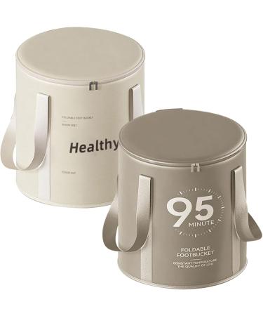 Collapsible Foot Bath with Zippered Lid Portable Foot Soaking Bucket Heat Retaining Non-slip Foot Bath Tub for Home Outdoor Champagne Foot Bath Bucket - Buy Online on GoSupps.com