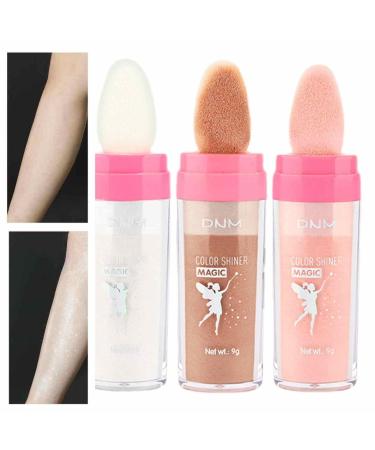 Makeup Highlighter Stick 3 Colors Shimmer Highlight Patting Powder Stick Easy to Apply Make Up Loose Highlighter Powder for Face Eyes Lips Hair Body