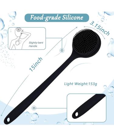 15'' Long Handle Silicone Body Scrubber for Skin Exfoliation - Shower Brush for Gentle Cleansing and Massaging - Buy Online on GoSupps.com