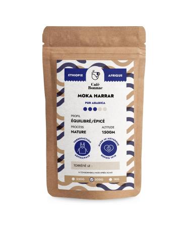 Caf Bonnac Caf En Grain thiopie Harrar 500gr | 100% Arabica Naturel | Torr faction Artisanale Fran aise | Notes De Fruits Rouges Moka Et pices | Id al Machine Caf Grain Et Filtre 1 500 g (Lot de 1)
