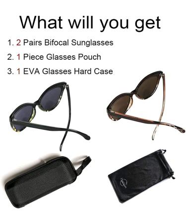 Hyyiyun Bifocal Reading Sunglasses for Women Cateye Designer Fashion UV Protection 2 Pairs - 1 Brown Tortoise + 1 Black&Yellow 3.0x - Buy Online on GoSupps.com