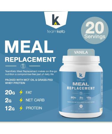 Gluten-Free Meal Replacement Powder - MCT Coconut Oil & Grass-Fed Whey Protein | Low Carb Energy Boost | 742g Vanilla - Buy Online on GoSupps.com