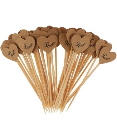 misppro 50 Pieces Kraft Paper Heart Cupcake Topper Food Picks Wedding Decoration Love Prints - Buy Online on GoSupps.com
