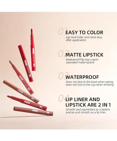 Erinde 3PCS Matte Lipstick & Lip Liner Set - Waterproof Long-Lasting Crayon Makeup Warm Red Brown Shades #07 #08 #09 - Buy Online on GoSupps.com