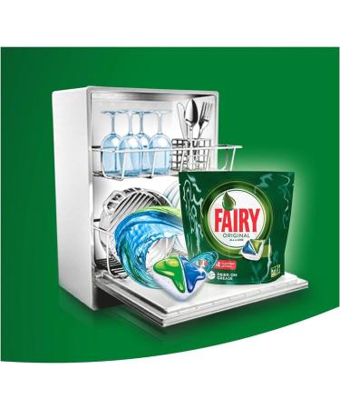 Fairy Original All in One Dishwasher Pouches Food Grease Water Stains Remover Cleaner Detergent Shiny Glasses Washing Up Liquid 14pk Pack of 2 with Welari Thank You Card | (2pack) (2x189g) - Buy Online on GoSupps.com