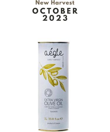 Aegle 1L Greek Extra Virgin Olive Oil - Fresh Harvest November 2023 - Cold Extracted from Green Unripe Koroneiki Olives - Single Origin Messenia Greece - 1L Tin - Buy Online on GoSupps.com
