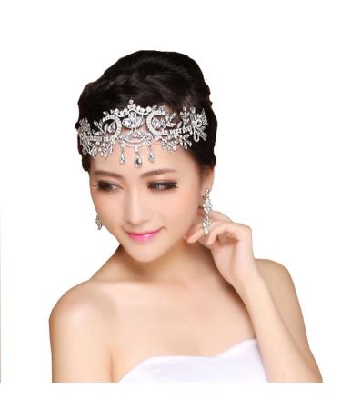 eNice Lady Crystal Rhinestone Headband Wedding Bridal Head Wear Headdress Chain Hair Jewelry