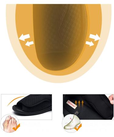 Yytcsjz Diabetic Open Toe Shoes Double Extra Wide Slip Resistant Slippers - Black, Size 27cm - Buy Online on GoSupps.com