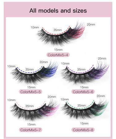 Colored Wispy False Eyelashes - Fluffy Faux Mink Cat Eye Lashes Kit | 10mm Natural 3D Lashes - 5 Pairs Easy to Apply - Buy Online on GoSupps.com