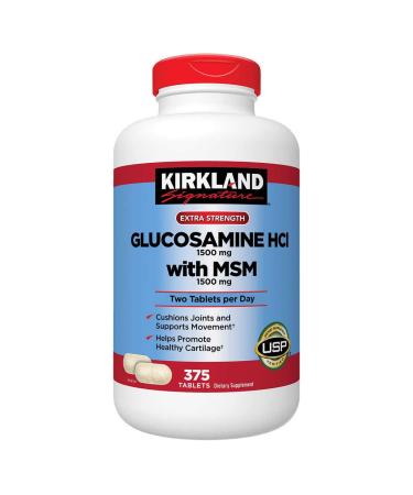 Kirkland GhZzx, Extra Strength Glucosamine HCI with MSM 375 Count (Pack of 2)