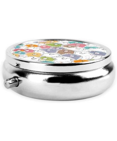 Colorful Sheep Cartoon Round Pill Box - 3 Compartment Portable Travel Organizer for Vitamins & Medications - Buy Online on GoSupps.com