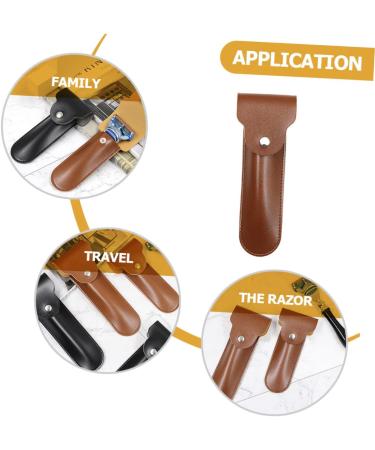 Beavorty Razor Storage Case - Travel-Friendly PU Cover for Shaving Razors Stylish Brown Design 16.5x4.2x1cm - Buy Online on GoSupps.com