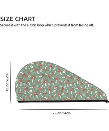 Hair Towel Wrap | Quick Drying Towel Turban with Button | Retro Hippie Groovy Mushroom Design - Buy Online on GoSupps.com