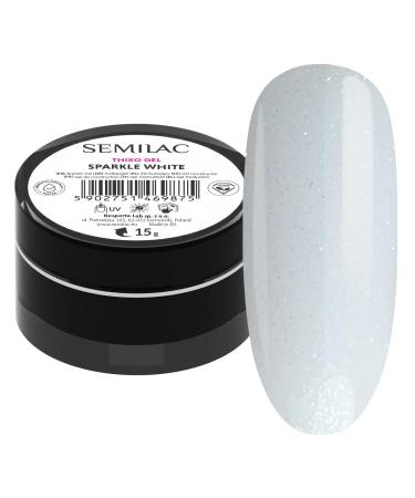Semilac Semilac Builder Thixo Gel Sparkle White 15g - Build with Shine for Nail Extension and Builder - UV LED - Tiksotrope and Self Smoothing - White Cover Gel with Glitter