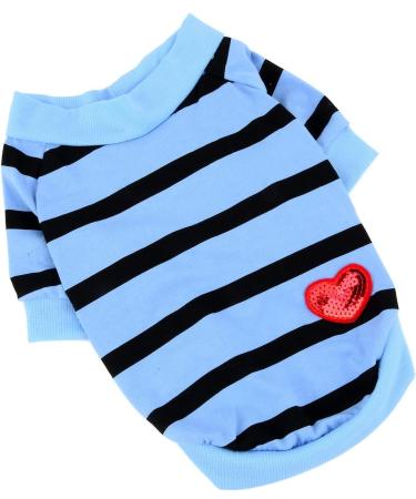 Buy Paidful Striped Dog Shirt for Small & Medium Dogs | Breathable Summer Tank Tops with Heart | Pet Clothing for Chihuahua Yorkie & Puppies (Blue L) - Buy Online on GoSupps.com
