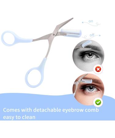Professional Eyebrow Trimming Scissors with Comb - Non-Slip Finger Grips - Hair Removal Tool for Men and Women (Blue) - Buy Online on GoSupps.com