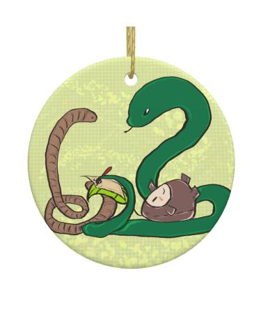 YYHHAOFA Sunflower Seeds Earthworm Snake Prints Christmas Ceramic Round Pendant Decoration - Festive Hanging Ornament for Stores and Homes -2.9 in