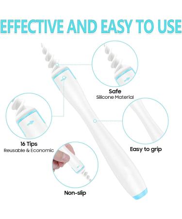 Q-Grips Earwax Remover Spiral Tool with 16 Replacement Heads - Reusable & Washable Silicone Ear Cleaning Kit - Buy Online on GoSupps.com