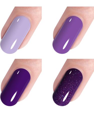 Vishine Purple Gel Nail Polish Kit- 4 Colours Gel Polish Set Grape Purple Glitter Nail Polish Soak Off UV LED Nail Lamp Gel Nail Kit 8ml Nail Art Manicure Salon DIY at Home 4 Colour-C017 - Buy Online on GoSupps.com