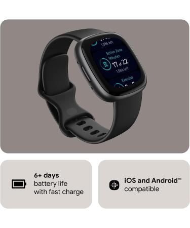 Fitbit Versa 4 Fitness Smartwatch | GPS | Daily Readiness | 24/7 Heart Rate | Sleep Tracking | 40+ Exercise Modes | Black/Graphite | One Size (S & L Bands) - Buy Online on GoSupps.com