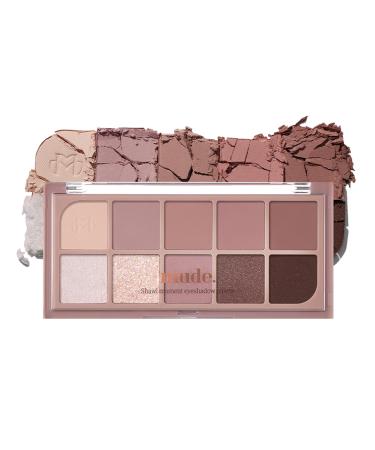 mude Shawl Moment Eyeshadow Palette Matte Shimmering Glitter Layering 10 Shades Highly Pigmented Blendable Color with Soft Texture Korean Makeup Eye Palette K-beauty 02 Muse Moment