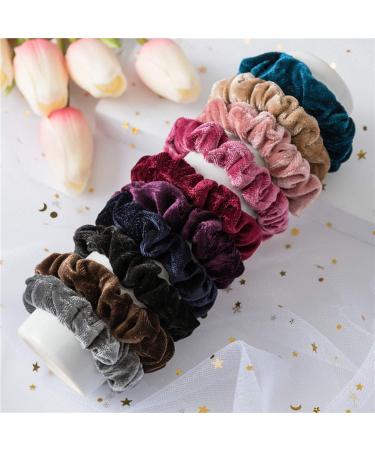 10 Pcs Velvet Scrunchies Set - KINGMAS Elastic Flannelette Hair Bands for Women - Hair Ties and Hair Ropes Accessories - Buy Online on GoSupps.com
