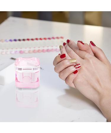 minkissy Nail Dappen Dish Crystal Glass Manicure Nail Cup Nail Liquid Cup with Lid for Acrylic Nails Pink - Buy Online on GoSupps.com
