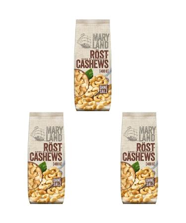 Maryland R st-Cashews 400G Storage pack-crisp cashew nuts gently roasted without oil-unique aroma from our own roasting in Germany (1 x 400g) (pack with 3) 400 g (3 pack)
