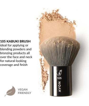 Avon Kabuki Brush for Applying and Blending Powders and Bronzers for Natural-Looking Coverage and Finish Vegan Friendly with a Handle Made from Recycled Plastic. - Buy Online on GoSupps.com