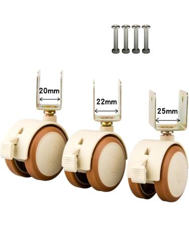 Threaded Shaft Swivel Castors Ball Castors Set of 4 2 Inch Furniture Wheel with Brake Baby Crib Wheel Accessories Load 100kg Double Wheel Silent with Screws with U-Bracket(20mm/0.8in) - Buy Online on GoSupps.com