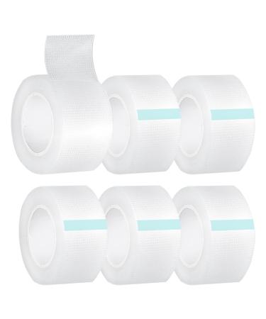 6 Rolls Micropore Tape Medical Tape for Skin 2.5cm X 9.1m Breathable Clear Micropore PE Tape for First Aid Tearable Adhesive Surgical Microporous Tape for Makeup Eyelash Extension Earring Dressings