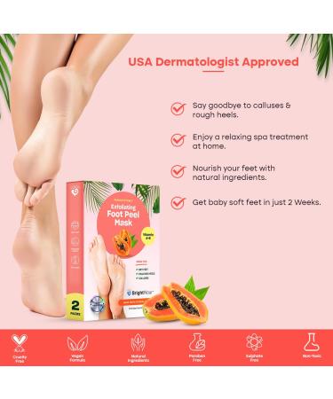 Exfoliating Foot Peel Mask by Bright Nour | For Men and Women | Natural Ingredients | Softens Cracked Heels, Dry Skin & Calluses | Spa Care at Home - Buy Online on GoSupps.com