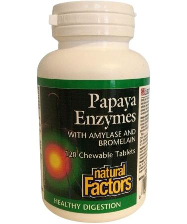 Buy Natural Factors Papaya Enzymes - Digestive Support with Amylase & Bromelain | 120 Chewable Tablets - Buy Online on GoSupps.com