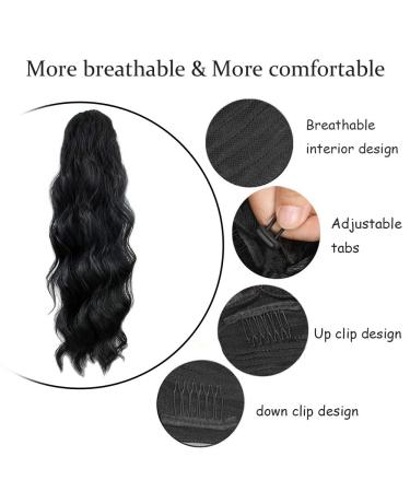 24 Inch Long Body Wave Ponytail Hair Extension | Synthetic Heat Resistant | Black 1B# | for Women - Buy Online on GoSupps.com