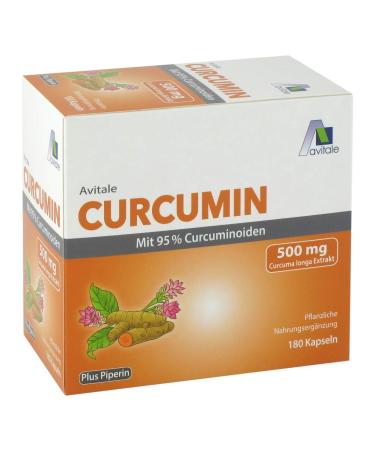 Avitale Curcumin 500mg capsules with 95% curcuminoids and 5mg pepper fruit extract 121.5 g