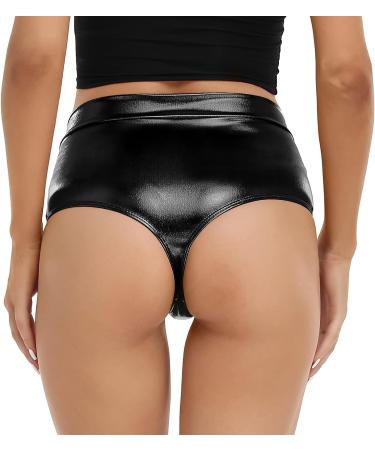 Kepblom Women's High Waisted Metallic Booty Shorts for Festival Clubwear - X-Large Black - Buy Online on GoSupps.com