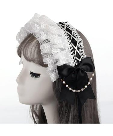 COSDREAMER Girl Headwear Maid Cosplay Headdress Lace bow tie Flower Headdress Black - Buy Online on GoSupps.com